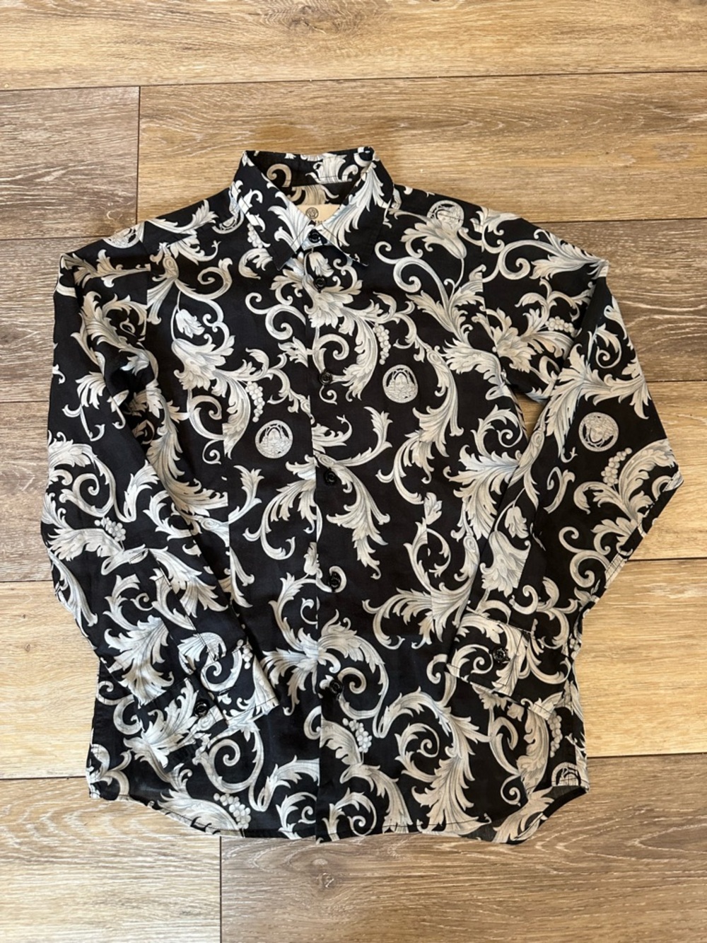 Versace Young Baroque Print Button Down Shirt